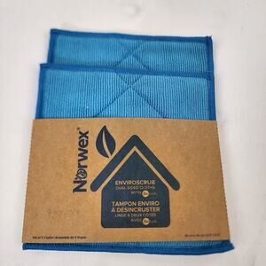 Norwex Enviroscrub Dual Sided Blue Cloths With BacLock TWO (2) Pack New